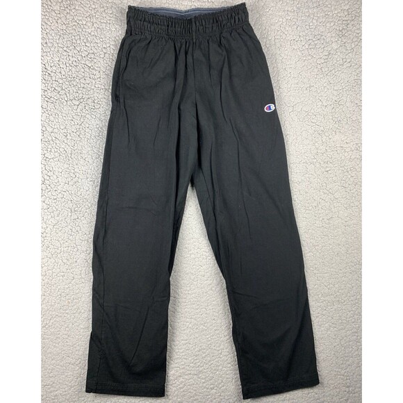 Champion Sweatpants Men's S Open Leg Drawstring Embroidered Logo Pocket Black - Picture 10 of 11